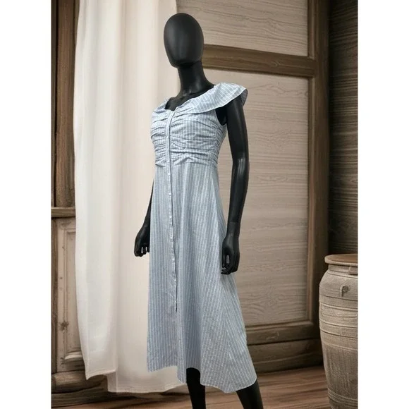 zara blue striped off shoulder dress Dresses for Women